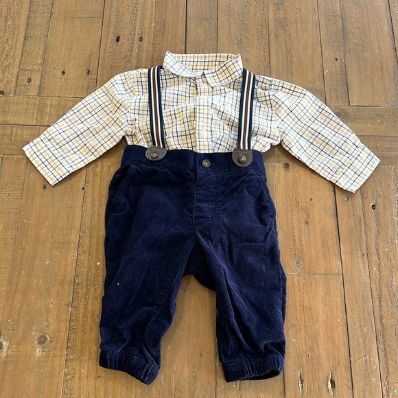Janie and jack corduroy Suspender and button down set - Picture 1 of 10